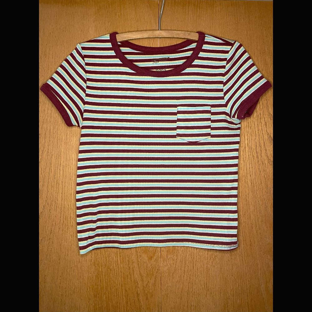 Arizona Jeans Multicolor Striped Cropped Tee Size L